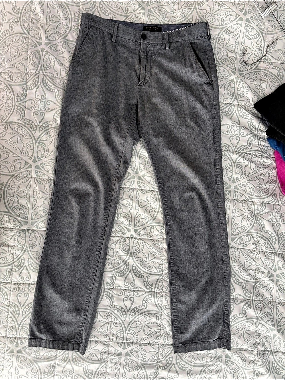 Banana Republic Kentfield Pant Herringbone Pants Gray Waist 30x32 Like New